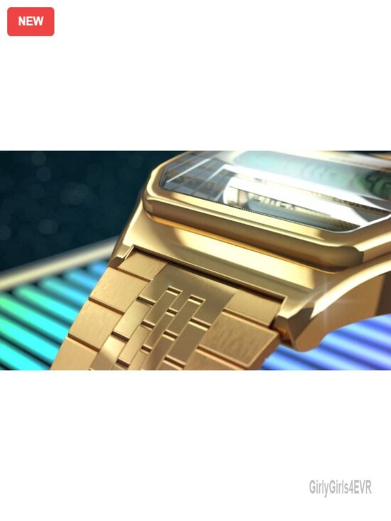34mm Casual Digital Quartz Watch - Stainless Steel Bracelet